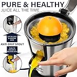 Eurolux Premium Electric Orange Juicer | Stainless Steel Citrus Squeezer With New Ultra-Powerful Motor and Soft Grip Handle for Effortless Juicing, Auto Shutoff, Dishwasher-safe Parts, Pulp Control - Image 2