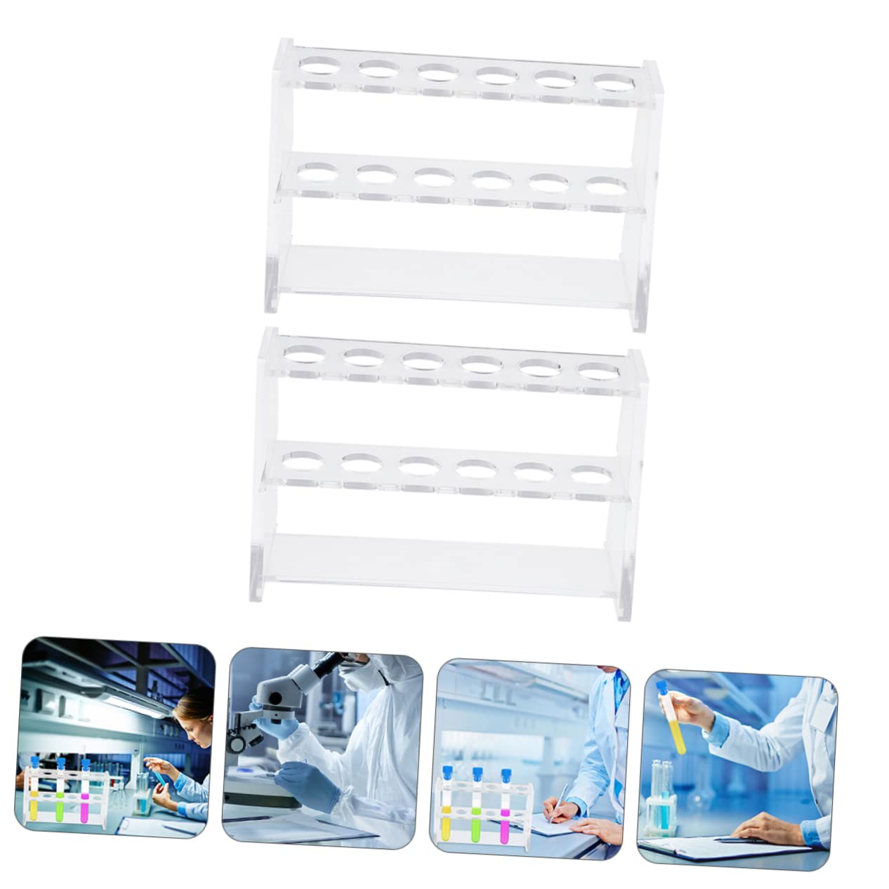 6 Pz Portaprovette supporto del dispositivo stendibiancheria per provette bacheca cassetto supporto per provette trasparente Rack per provette a 2 strati iplusmile