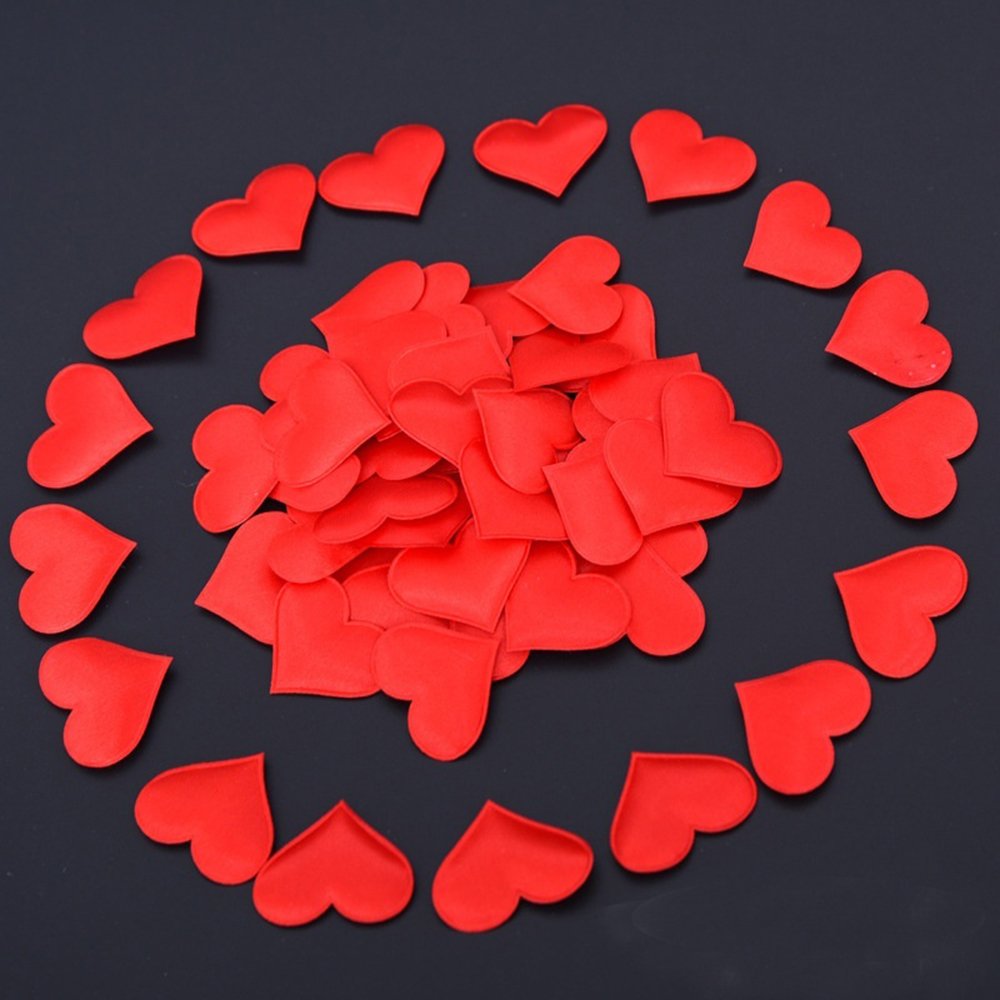 Bluelans® Herz-Konfetti Rot – 100 Stück Aus Stoff, Ca. 3,5cm, Für Hochzeit & Deko