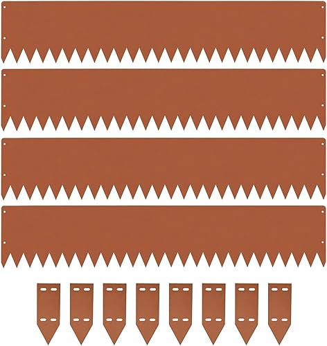 Borde de acero para paisaje, 4 unidades, sin excavación, borde de borde de paisaje para macizos de flores, bordes de jardín y entradas de vehículos