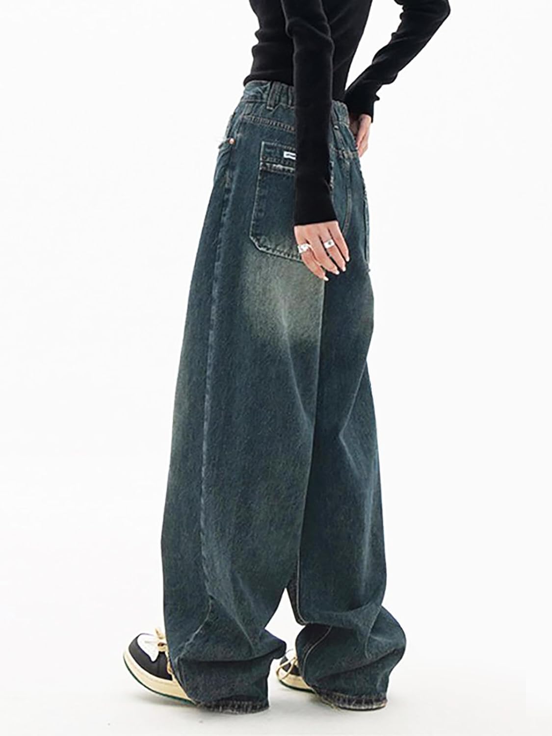 High Waist Baggy Jeans for Women Y2K Wide Leg Jeans Loose Vintage Boyfriend Denim Pants Blue - Image 4