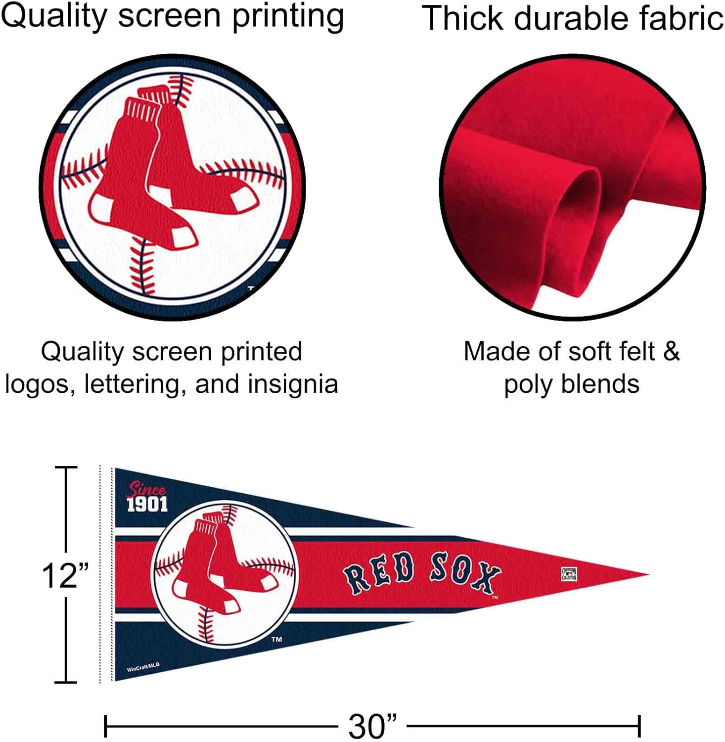 WinCraft Red Sox Retro Vintage Throwback Full Size Pennant Flag - Image 2