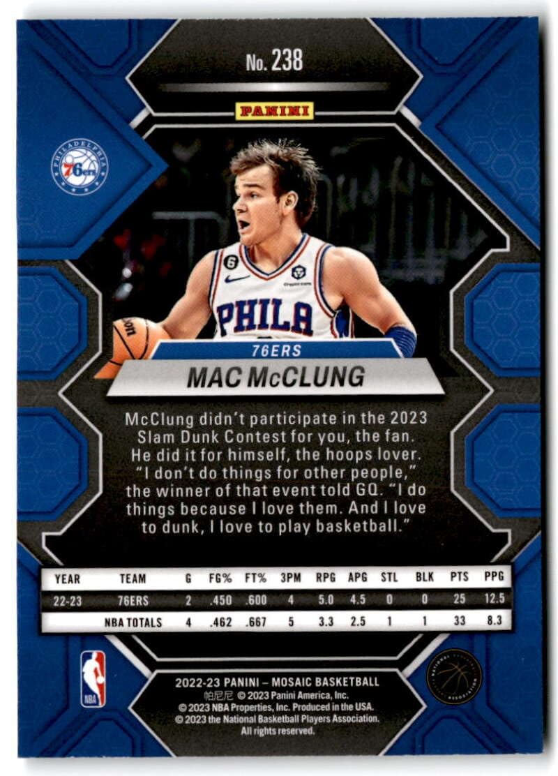 Amazon.com: 2022-23 Panini Mosaic #238 MAC MCCLUNG RC Rookie