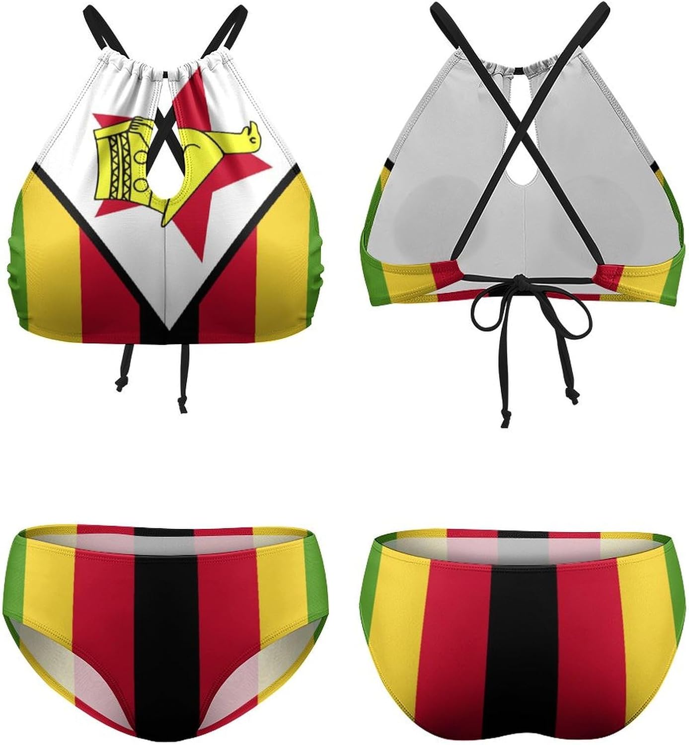 Womens 2 Piece Bikini Swimsuits Bolivia Flag Retro Low Back Bathing Suits Bikini Two-Piece Swimsuits for Womens