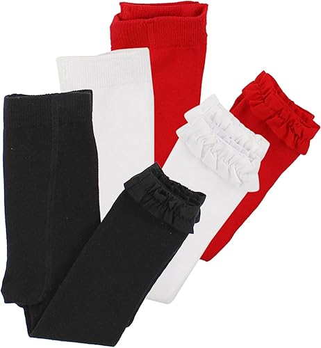 RuffleButts Baby/Toddler Girls 3-Pack Footless Ruffle Tights - Black, White & Re