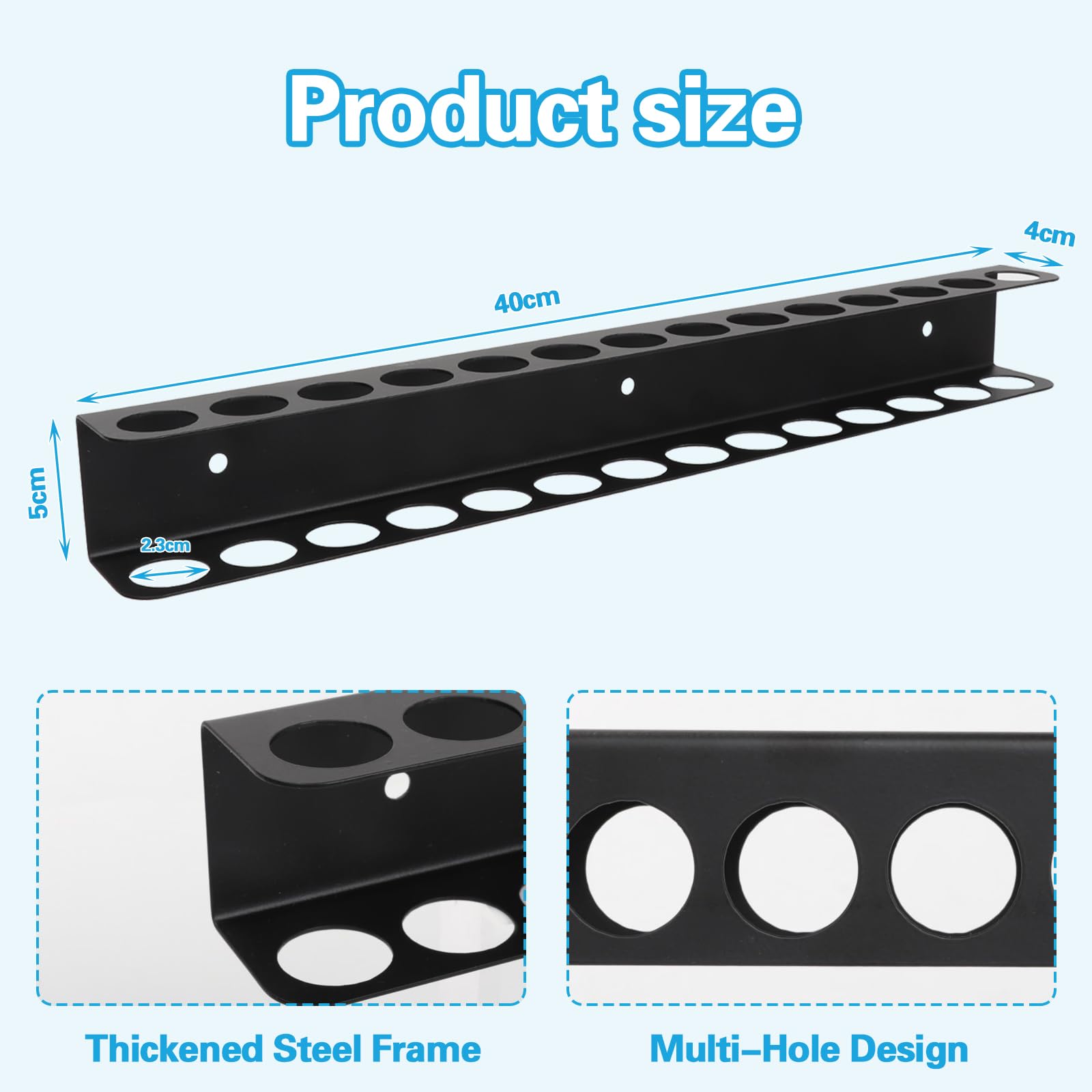 Ruaizel Tool Storage Wall Mounted,40cm Metal Screwdriver Holder with 14 Slot, Screwdriver Rack for Garage Workshop, Workbench - Image 2
