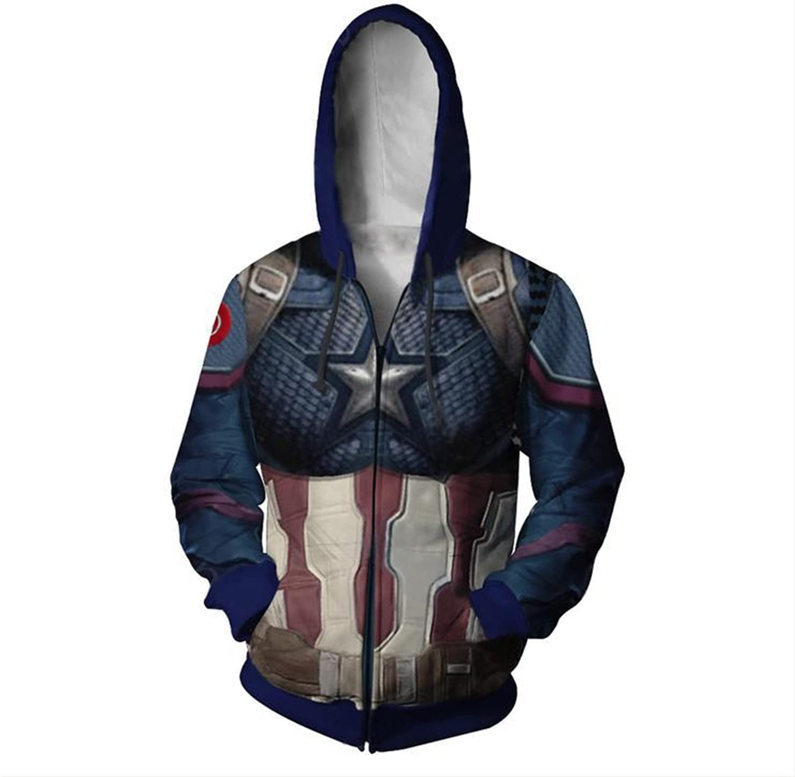 LGYCB Avengers Captain America Zip Up Hoodie Unisex 3D Printed Long Sleeve Sweatshirts for Sport and Party hooded Jacket Kids Outerwear Tops Cosplay Costume,Captain America-Adults(L)
