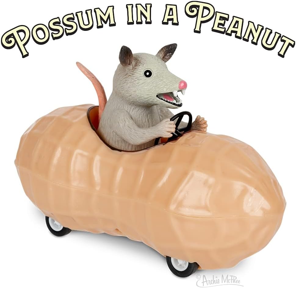 Archie McPhee Possum in a Peanut Pull Back Toy Car (12967)