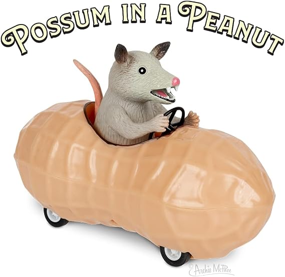 Archie McPhee Possum in a Peanut Pull Back Toy Car (12967)