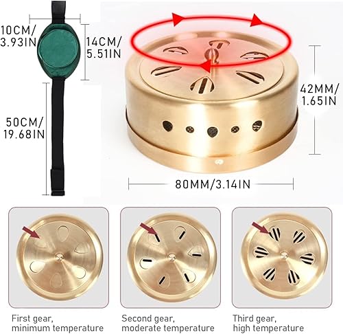 Miniatura 5 de Barelove Caja de moxa de cobre, purificador de tanque de cobre, herramienta de tratamiento de moxibustión, bolsa de terapia portátil, ideal