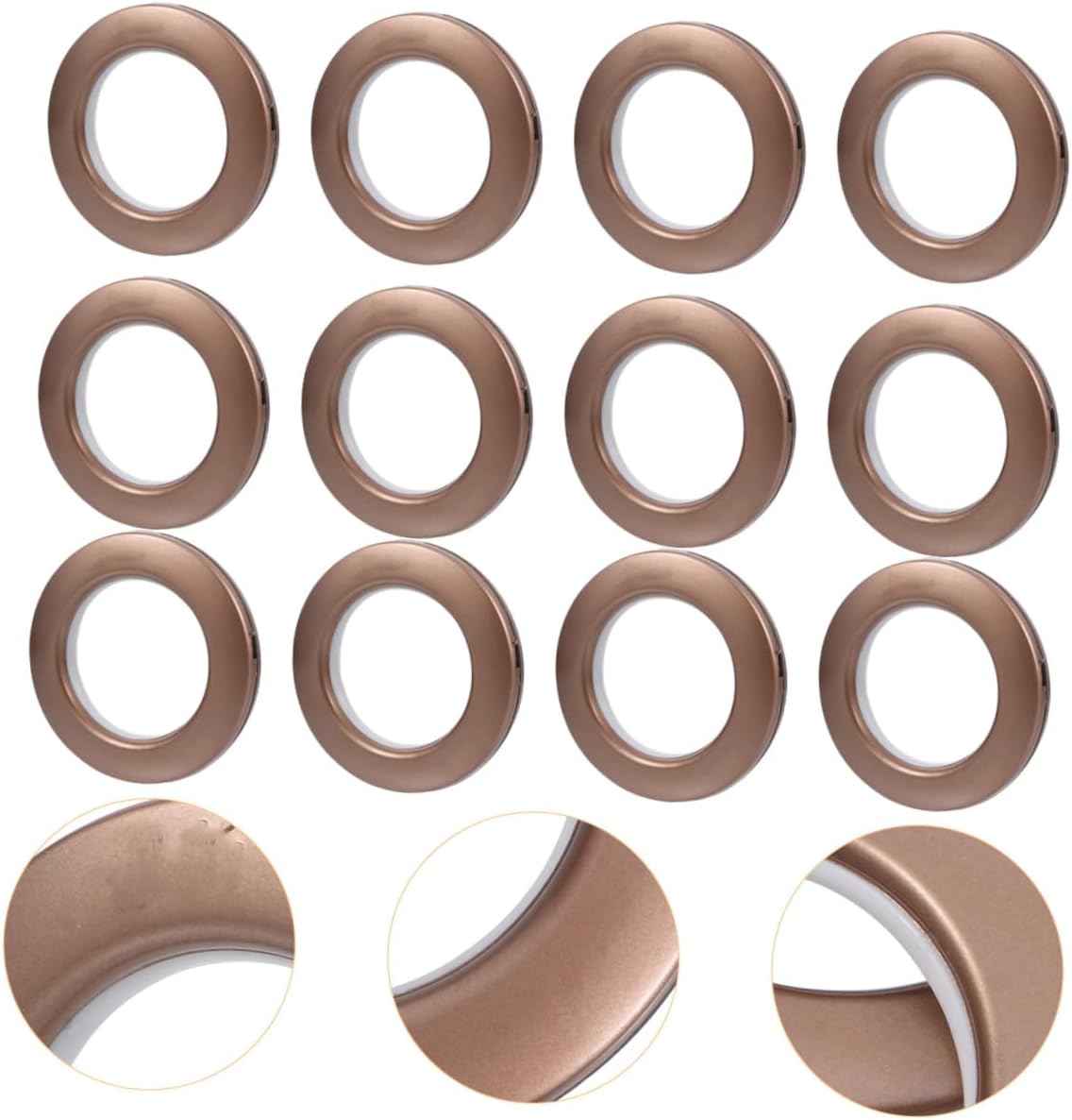 75pcs Coffee Color Plastic Curtain Grommets Inner Diameter Rings Silent Sliding Roman Curtain Eyelet Fasteners for Window Treatment Hardware
