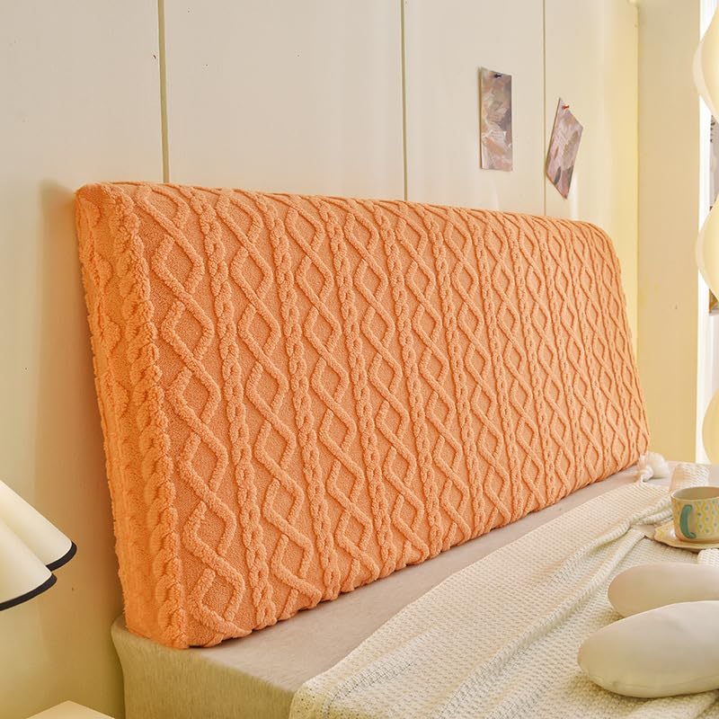1 funda universal para cabecero de cama de felpa para todas las estaciones, suave y cálida, antiarañazos, lavable a máquina, 90 x 65 cm (naranja)