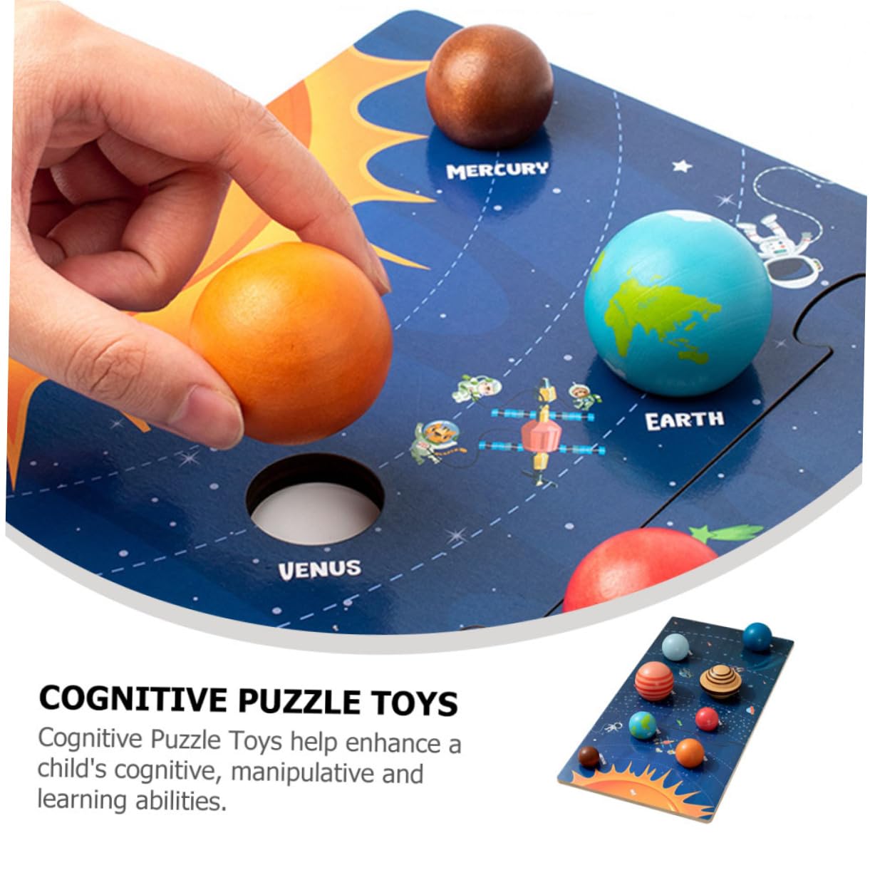Bloques Cognitivos Planetarios en Madera, 1 Juego Infantil para Niños | Preescolar, Piezas Grandes y Superficie Lisa, Diseño Integrado, Mejora Habilidades de Aprendizaje en Aula