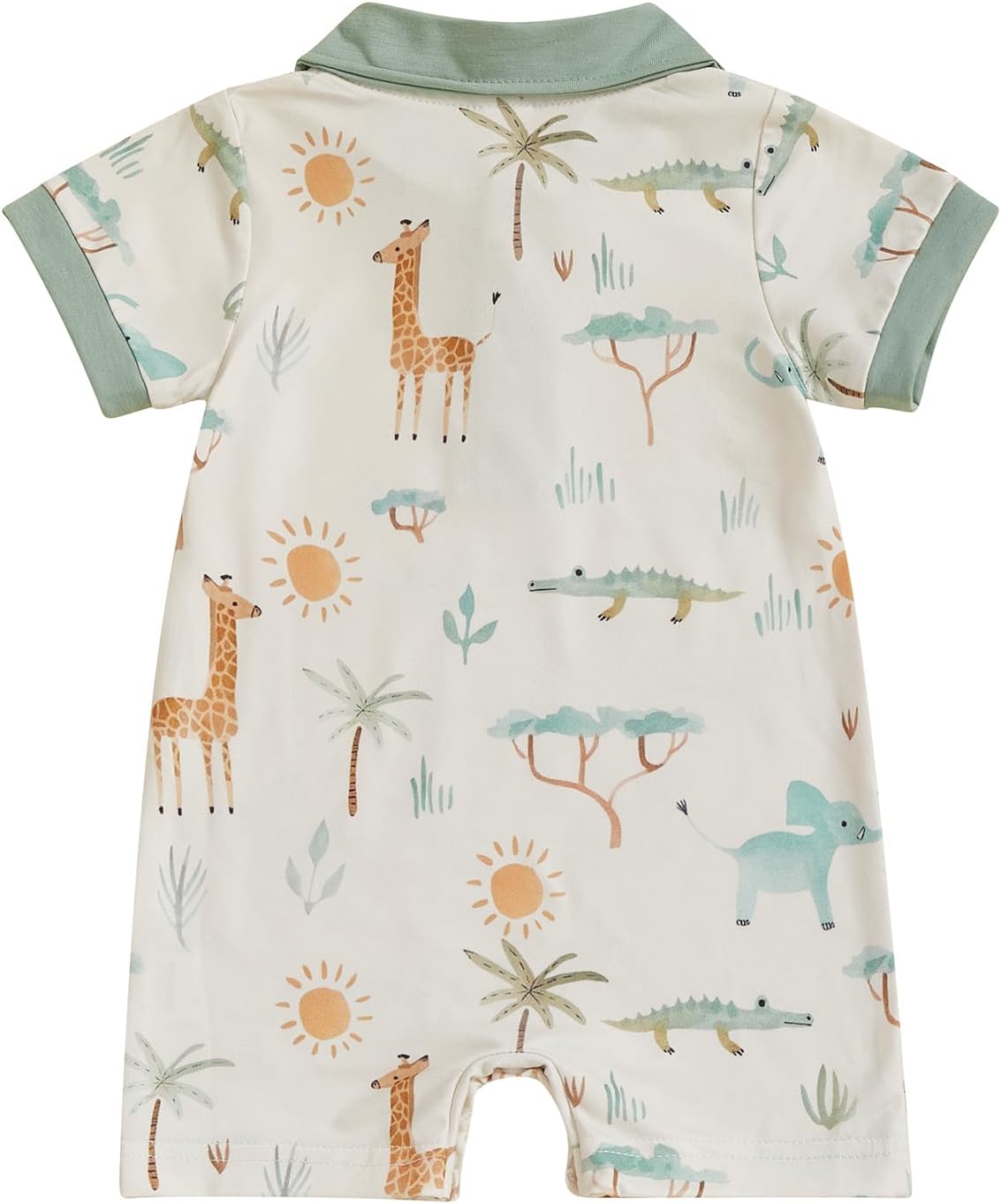 Baby Boy Summer Romper Golf Embroidered Contrast Color Button Collared Short Sleeve Infant Jumpsuit - Image 2