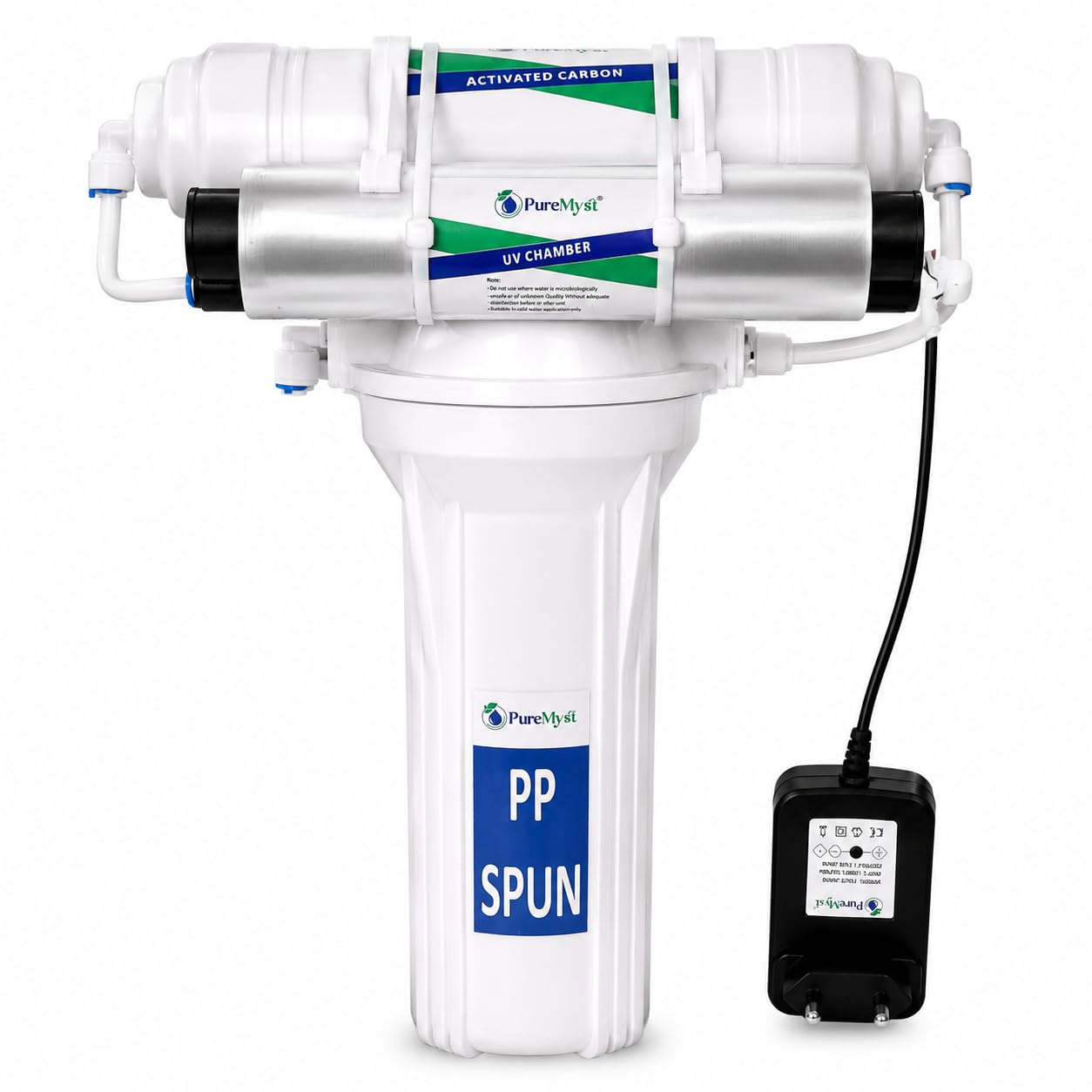 PureMyst 3 Stage Gravity Base Filter Without RO For Municipal Water With Active Carbon & UV Water Purifier