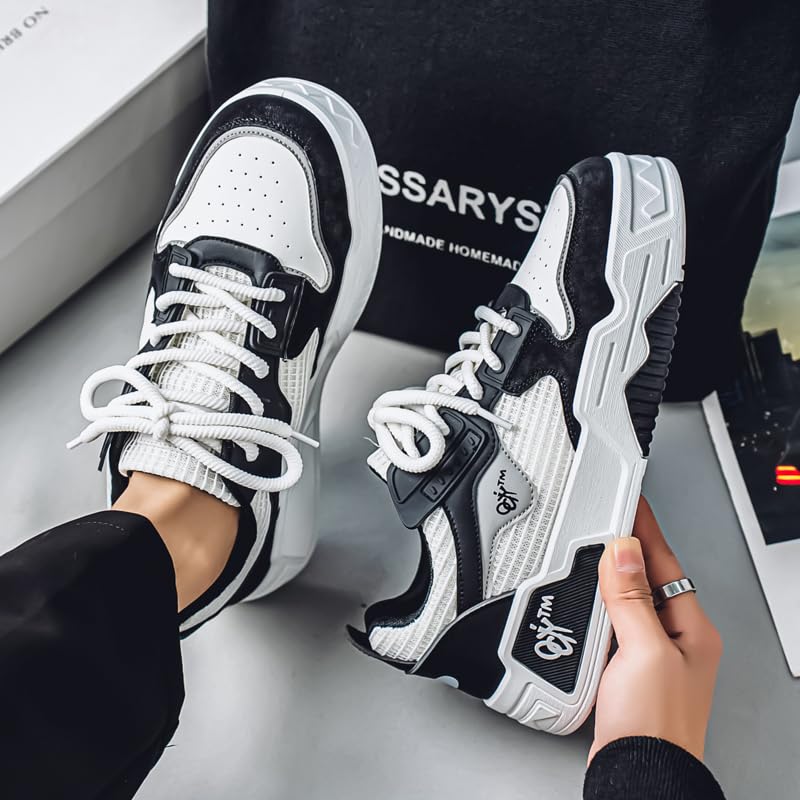Men's Fashion Sneakers Comfortable Thick-Soled Shoes Lace Up Casual Low Top Anti-Slip Breathable Casual Sports Skateboard Shoes2