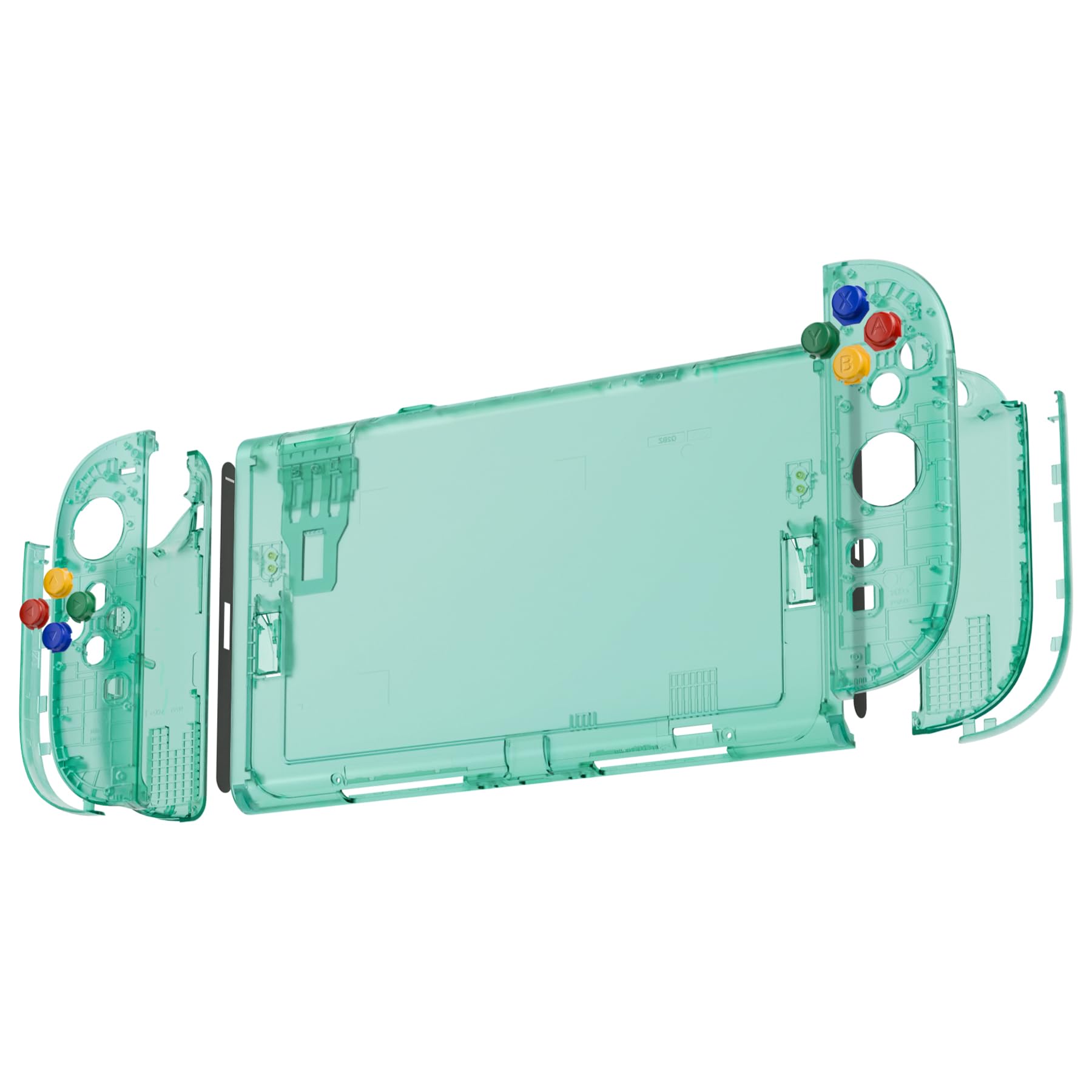 eXtremeRate Accessori per Nintendo Switch 2, Cover Posteriore Console Tasti Kit Joycon 2 Ricambio per Nintendo Switch 2, Senza Joycon e Console - Trasparente Verde Smeraldo