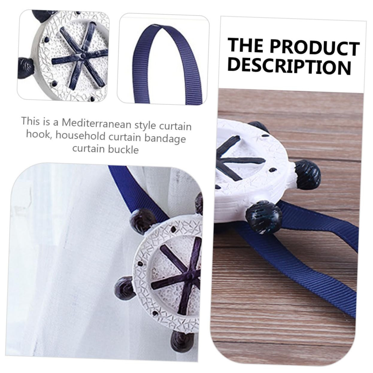 8 Pz Fibbia per Tende Mediterranee Fibbia per Delicate Fibbie per Tende Fibbie per Tende della Finestra di Casa Legare dell'Oceano Fermacravatta da Spiaggia Resina