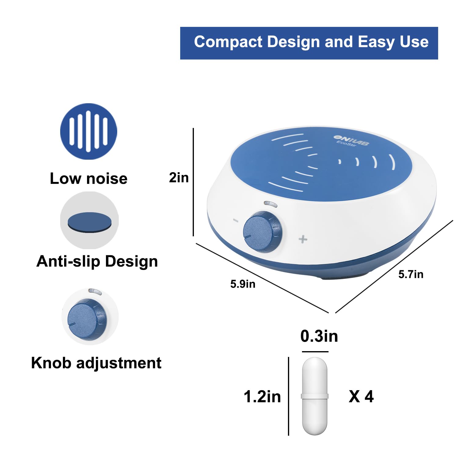 ONiLAB agitatore magnetico con barre di miscelazione 4PCS, miscelatore magnetico con capacità di agitazione 3000ml (nessun riscaldamento, non per liquido denso)