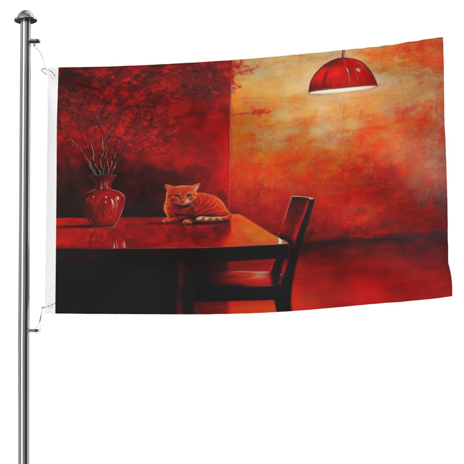Drapeau double face Chat sur la table 152 x 240 cm grand format - 8