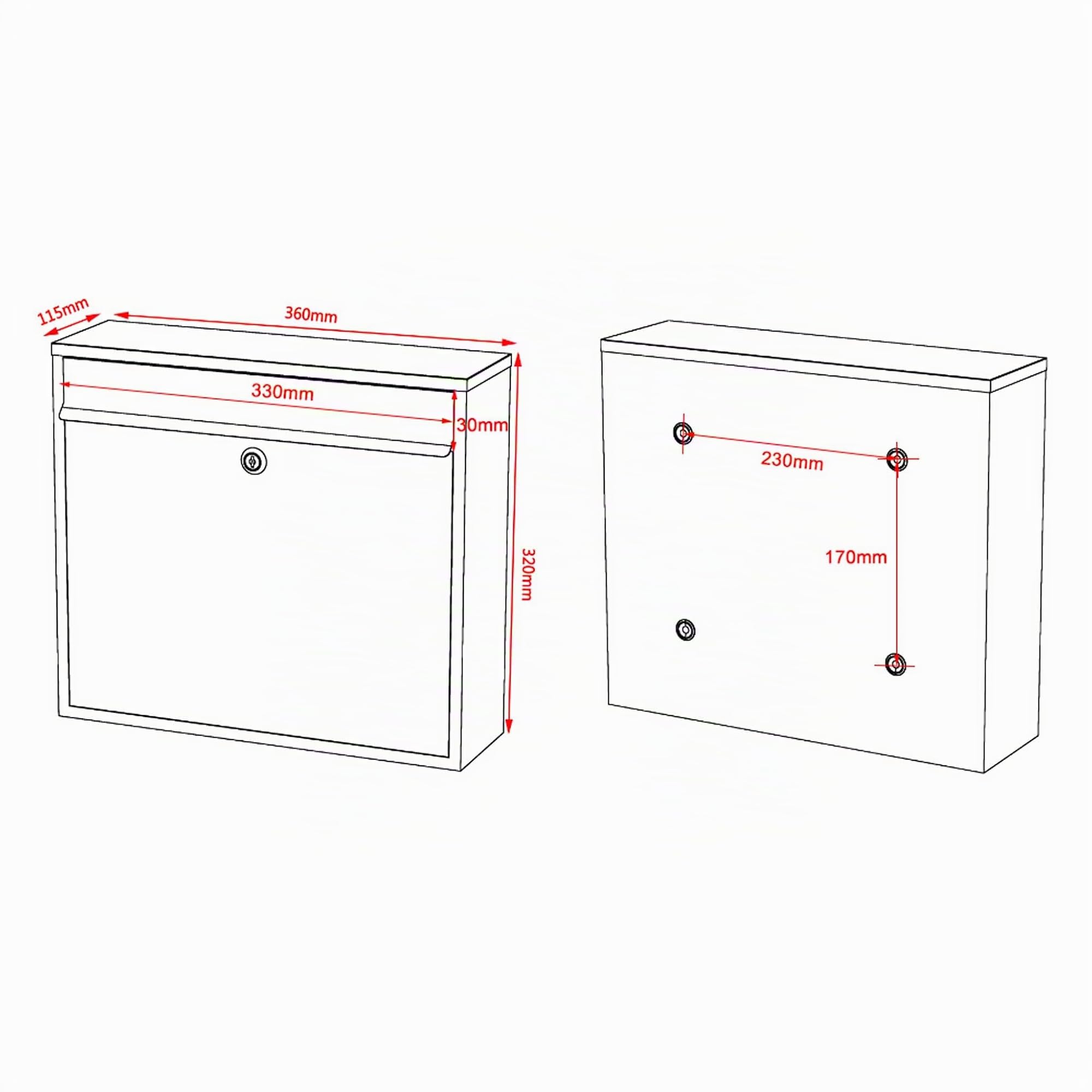 Wiltec Kit 2X Boîte aux Lettres V12 avec Pied de Support Double, Verrouillable, Couleur Anthracite, Acier galvanisé, 1000 x 150 x 1200 mm, avec Clapet, Fenêtres et Porte-nom
