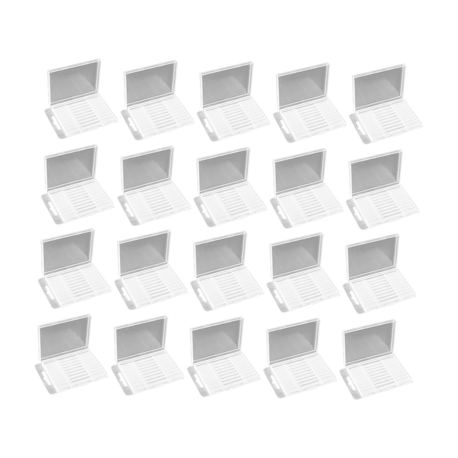Qianly 20Pcs Drill Bit Storage Case, Transplastic Rectangular Tool Box Container with Flip Top Lid, Small Parts Organizer for Screws Taps Drill Cones, Portable Hobby Room Accessory Box, PP Material