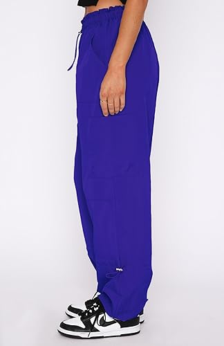 Miniatura 4 de Waitfairy Pantalones cargo para mujer, con cordón elástico, cintura elástica, pantalones de paracaídas holgados para mujer, pantalones Y2K
