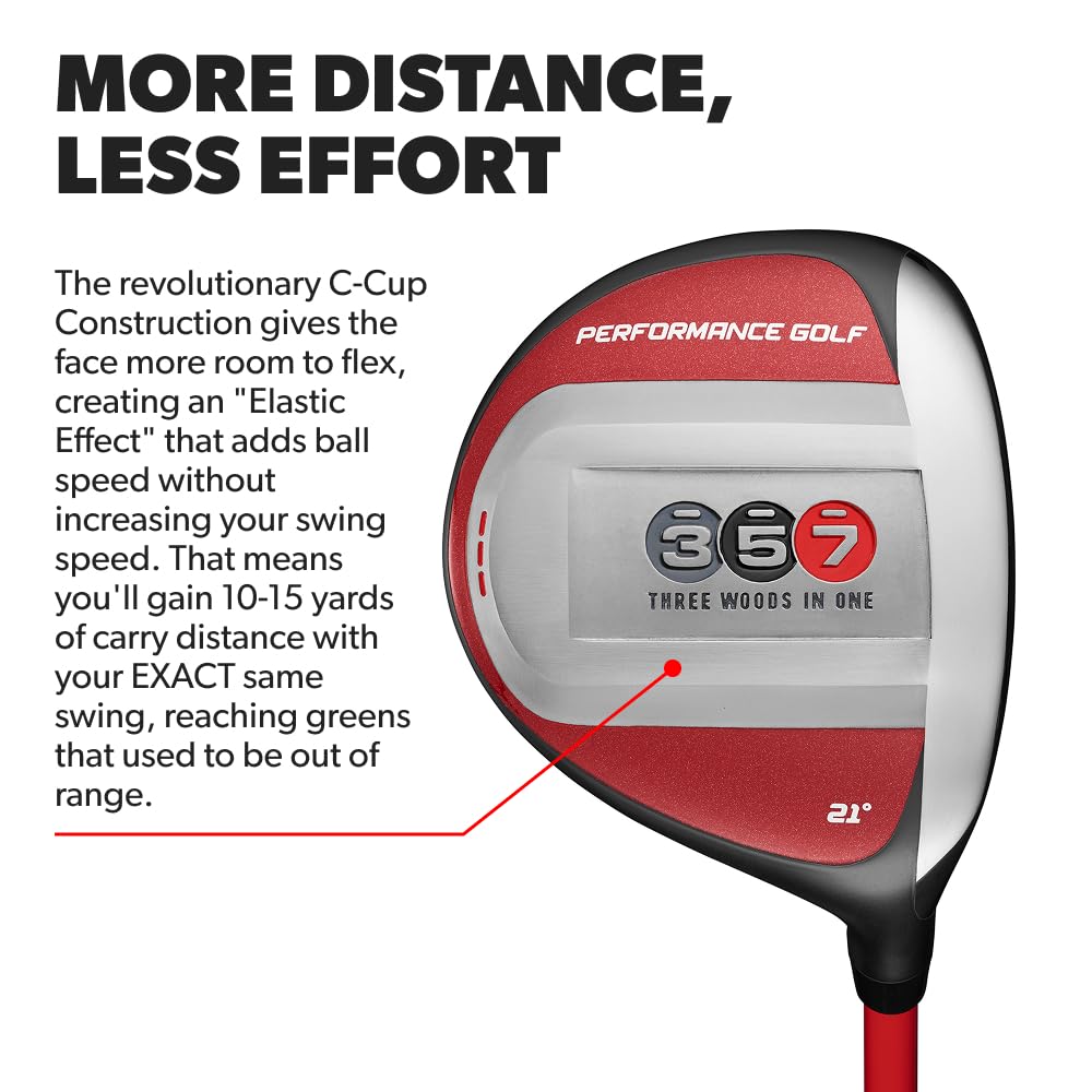Performance Golf 357 Fairway Hybrid | Abstand eines 3-Holzes, leicht zu Schlagen wie EIN 7-Holz | Sauberer Kontakt von jeder Liege | 21-Grad-Dachboden