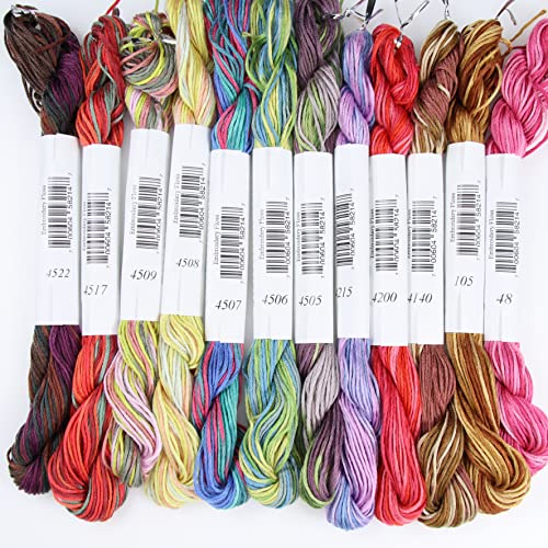 Image of KCS Big skeins of 25 Meters Size 25 Color Variegated Cross Stitch Stranded Threads,12 skeins,16