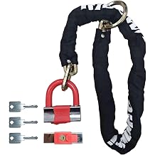Heavy Duty Motorcycle Chain Lock, 3ft 10mm Thick Cut Resistant Security Chain with 16mm U-Lock & 3 Keys, Anti Theft Bike Lock for Motorcycles, Bicycles, Generators, Gates3FT