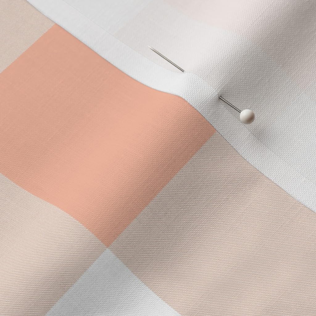 Spoonflower Fabric - Buffalo Check Peach Plaid Pastel Pink Large Easter Spring Coordinates Printed on Petal Signature Cotton Fabric Fat Quarter - Sewing Quilting Apparel Crafts Decor