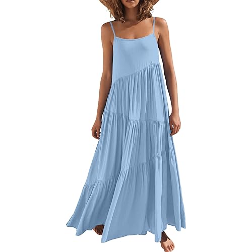 ANRABESS Women Summer Casual Loose Sleeveless Sundress Spaghetti Strap Flowy Boho Linen Beach Vacation Maxi Long Dress 2024