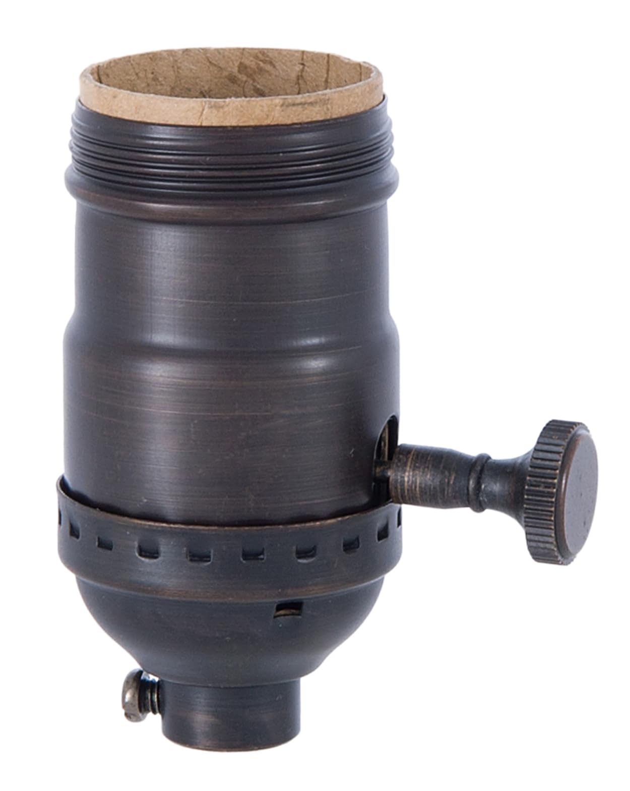 B&P Lamp® Brass Turn Knob Early Electric Style Lamp Socket, Antique Bronze Finish, 3-Way Function, Uno Thread Shell