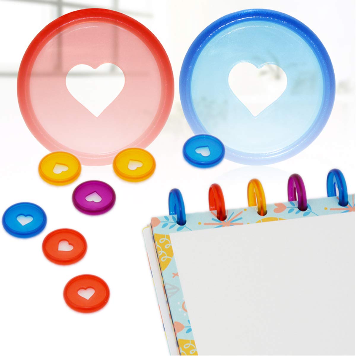 Plastic Rings Haploon 104 Pieces Mini Plastic Book Binding Discs 8 Colors Discbound Notebook