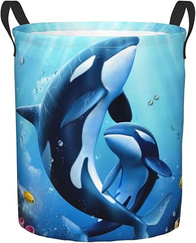 Cesta plegable de ballenas marinas, con asa, impermeable, organizador de almacenamiento, cubos grandes para ropa sucia, juguetes
