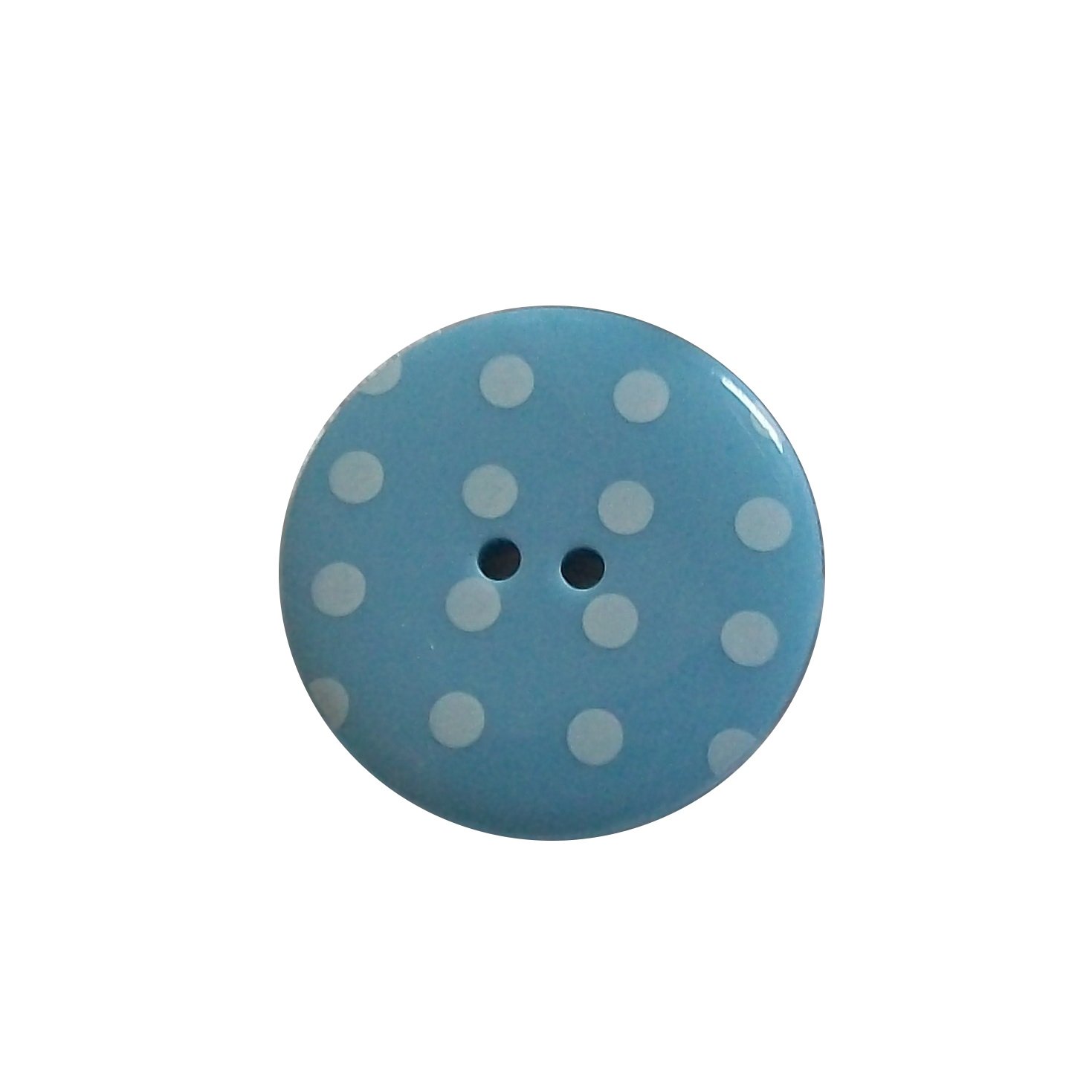 Round Plastic Polka Dot Spot 2 Hole Buttons Pack of 5 (34mm, Pale Blue with White)