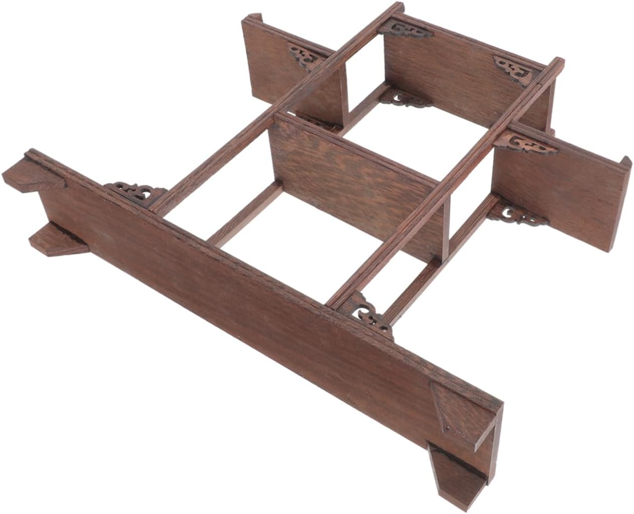 Artistic Wooden Display Rack Antique Curio Shelf for Collectibles and Desktop Ornament Elegant Housewarming Friends Unique Handcrafted Wooden Decoration