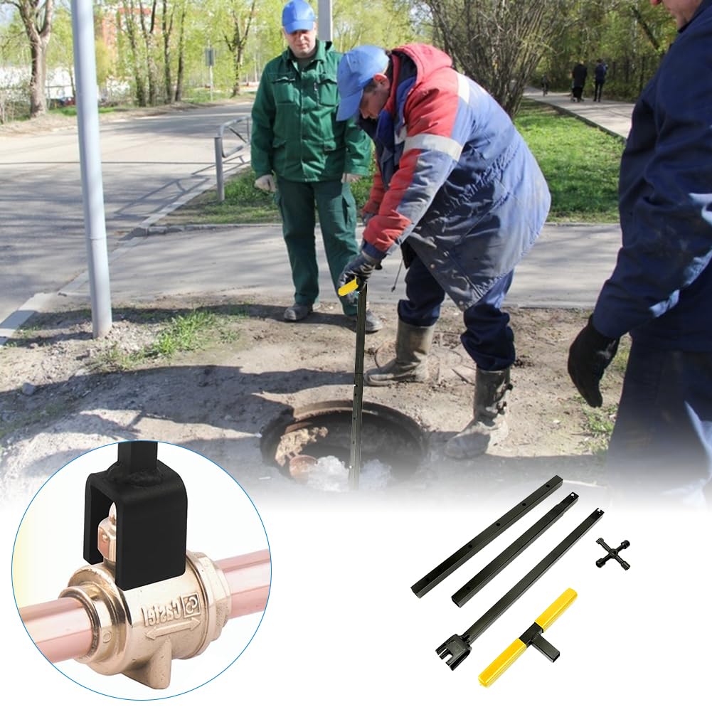 Clé Compteur d'Eau Réglable et Pliable, Poignée en T | Universelle Longueur Réglable et Format Pliable pour l'Entretien des Compteurs d'Eau, Conduites et Vannes
