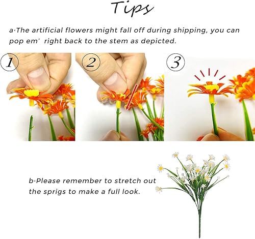 Miniatura 4 de Rinlong Mamás artificiales para exteriores, madres sintéticas, resistentes a los rayos UV, margaritas, flores para exteriores, otoño, plantas