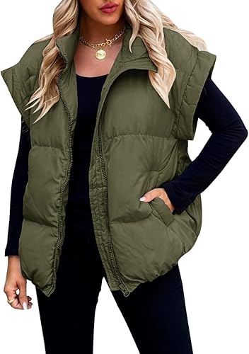 Miniatura 2 de Niceyi Women's Quilted Puff Vest Short Sleeve Zipper Waistcoat Outerwear Padded Jacket Winter Coat with Pockets
