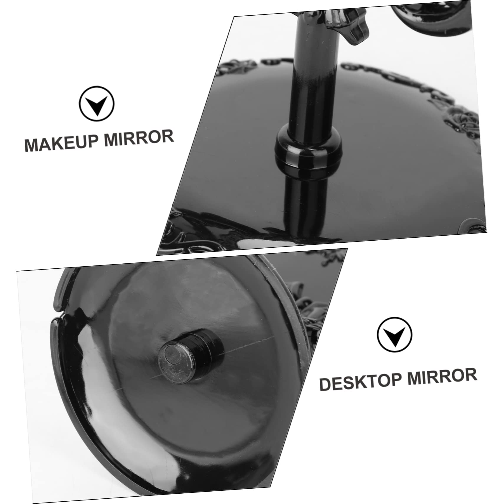 Angoily Rotatable Vintage Desktop Makeup Mirror with Rose Design One-Sided Cosmetic Mirror for Bathroom and Bedroom Black