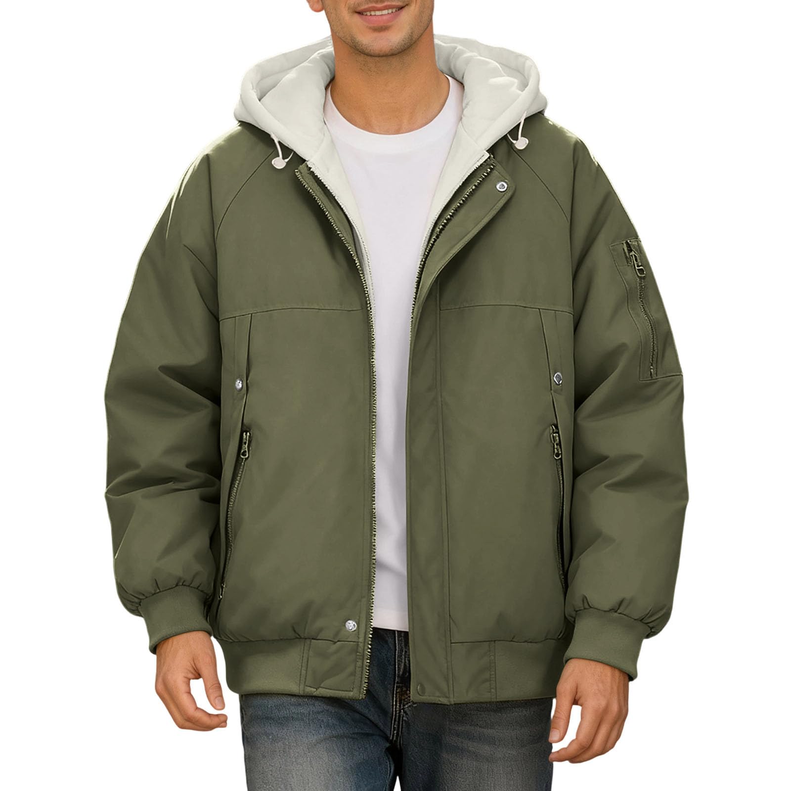 Chaqueta De Trabajo Hombre Elegante Y Elegante Chaqueta Con Capucha Para Hombre Cómodo Otoño-Invierno Oversize Para Estilo Casual Con Capucha Gruesa Y Manga Larga
