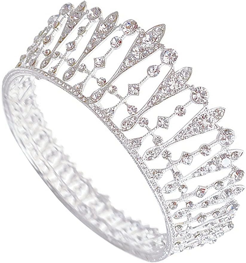 crown, Clear Crystal Rhinestones Women Handmade Hairwear Brides Diadem Pageant Party Crowns