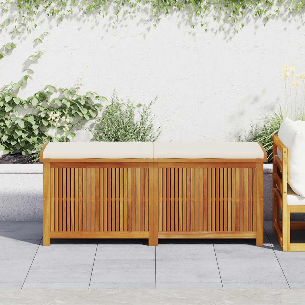 Outdoor-Kissenbox 150x50x60,5 cm aus Massivholz Akazie mit wasserfestem Innenbeutel und Belüftungslatten für Gartenbedarf