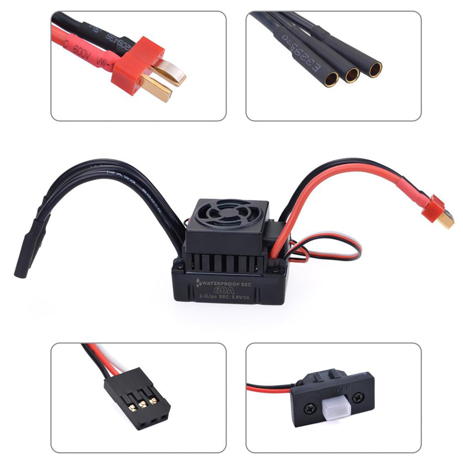 CHICIRIS Mocny Silnik F540 4370KV, Uniwersalny montaż, Wydajne Odprowadzanie Ciepła, Precyzyjna Konstrukcja z 60A ESC Combo, do Bezszczotkowego Modelu 1/10 RC (4370KV)