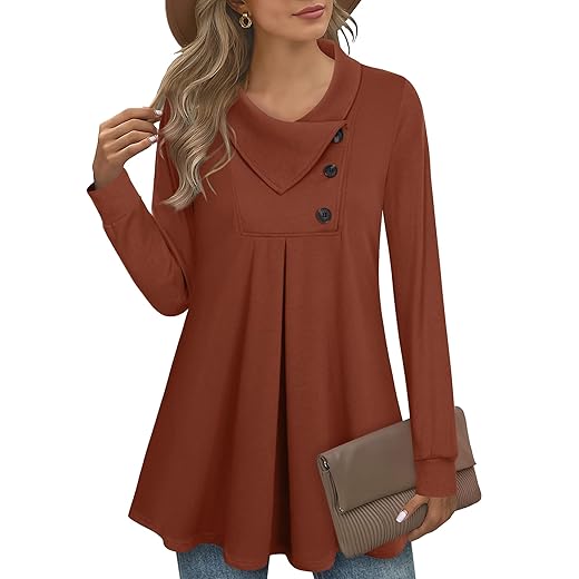 Timeson Tunic Tops for Leggings for Women,Crewneck Black Ladies Sweatshirts Winter Thick Tunics Sweaters Plaid Cowl Neck Pullover Christmas Outfits Swing Business Casual Fall Blouse Dressy Work Shirts