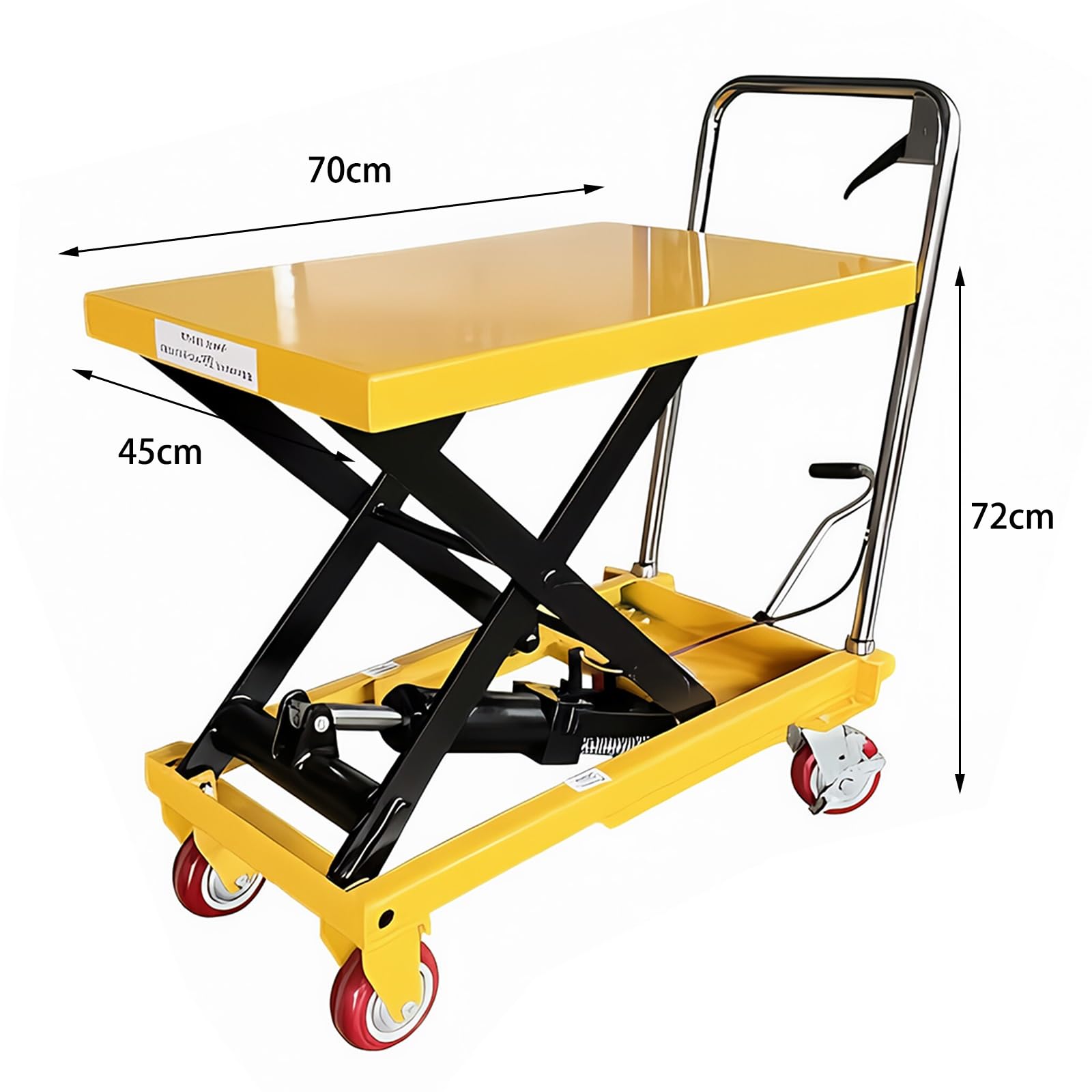 Transpallet a Spinta con Pompa a Mano Carrello con Piattaforma di Sollevamento Idraulico, capacità 150 kg, Altezza 72 cm, for la movimentazione dei Materiali Transpallet