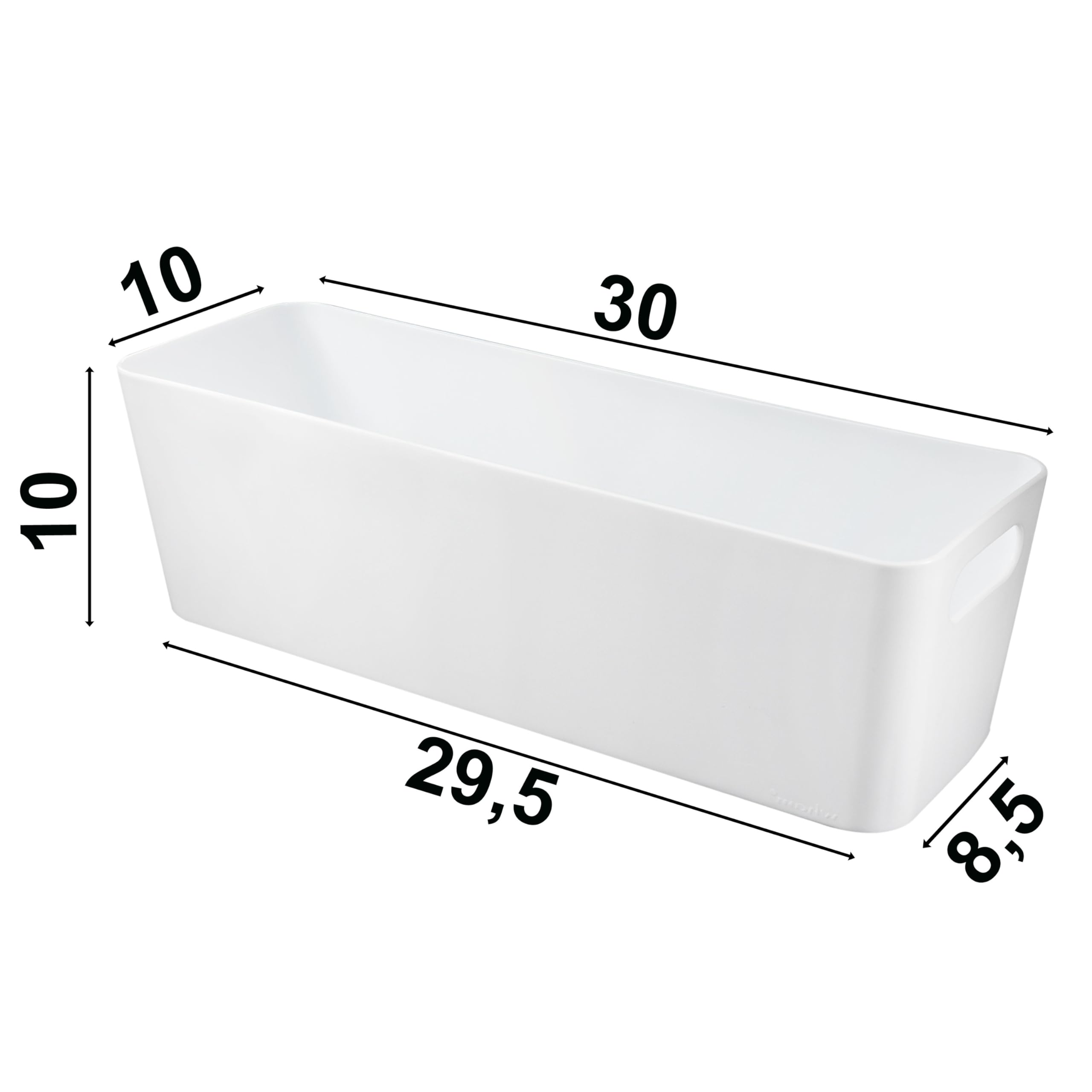 12x Ordnungsbox 10cm hoch WEISS 30x10x10cm 2L Schublade Kunststoff Bad Korb