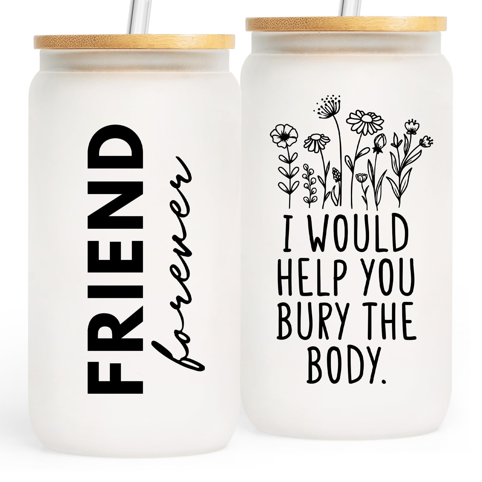 GoMelley Best Friend Birthday Gifts for Women, Friend Glass Tumbler