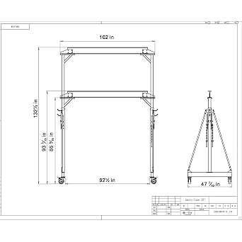 2T (6600 lbs Static Loading Test) Gantry Crane, Height Adjustable 7.78~11.04 ft, Garage Crane 2T with Manual Trolley, 328 ft Webbing Straps, Shackles & Slings